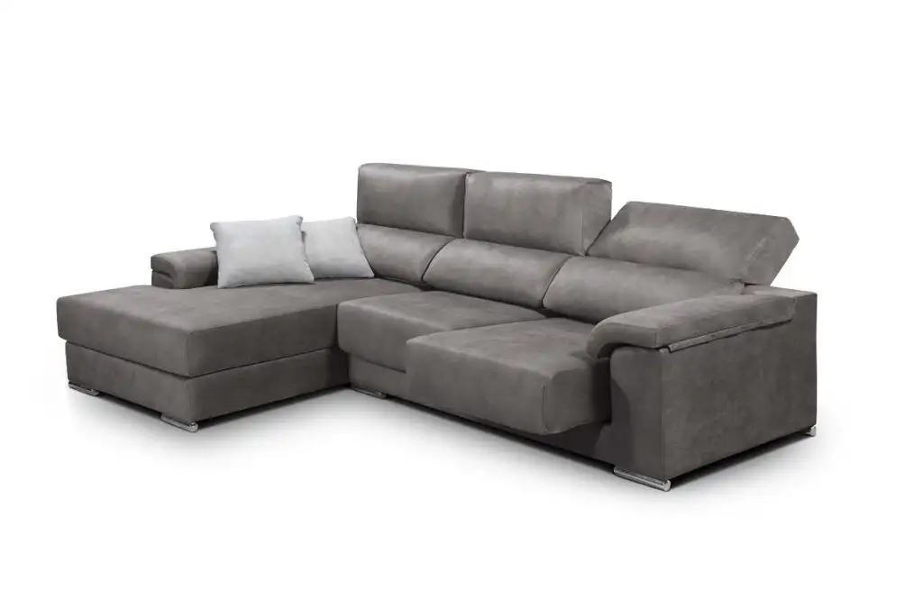 Sofá Dalia con chaise long, asiento deslizante y respaldo reclinable